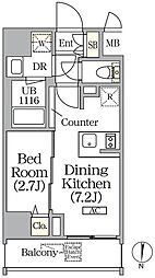 ボアビスタ上野御徒町 10階1DKの間取り