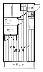 松井アパート 2階ワンルームの間取り