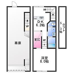 松江東メゾネット 2階1DKの間取り