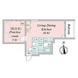 阪急神戸本線 西宮北口駅 徒歩5分の賃貸アパート 3階1LDKの間取り