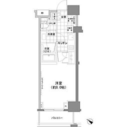 パークハビオ人形町 1Kの間取図画像