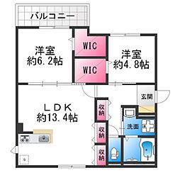 南海線 諏訪ノ森駅 徒歩7分の賃貸アパート 2階2LDKの間取り