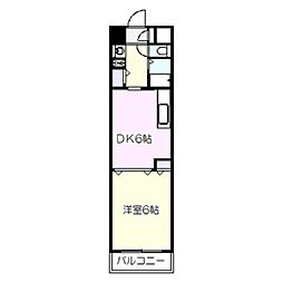 チェリーコート大和 1DKの間取図画像