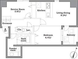 レジディア東麻布 12階1SLDKの間取り