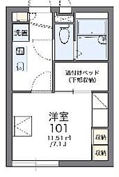レオパレスエルムケップ 1Kの間取図画像