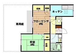 サンライズ羽衣 2DKの間取図画像