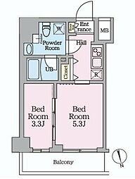 HYs桜橋MIRAIS 4階2Kの間取り
