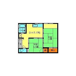 弓アパート 2DKの間取図画像