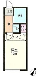 プリムラハウス 1Kの間取図画像