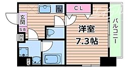 阪急千里線 千里山駅 徒歩4分の賃貸マンション 4階1Kの間取り