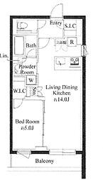 ラヴィエール千駄ヶ谷プレミアムレジデンス 2階1LDKの間取り