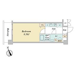 JR南武線 西国立駅 徒歩5分の賃貸マンション 5階1Kの間取り