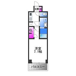Osaka Metro中央線 高井田駅 徒歩8分の賃貸マンション 6階1Kの間取り