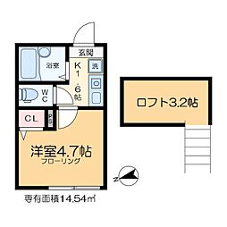 ALBA亀有 3階1Kの間取り