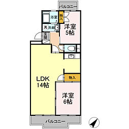 山王塚レジデンス 2LDKの間取図画像