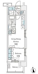 スカイグランデ津田沼 5階1LDKの間取り