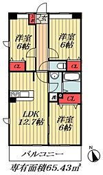 COURTBREEZE船橋中山 3LDKの間取図画像