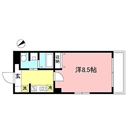 グランメール遊園 1Kの間取図画像