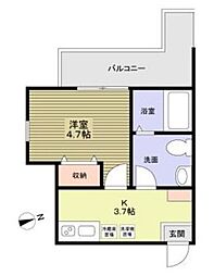 アルファparkseast 1Kの間取図画像