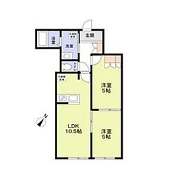 シエルクレール 2LDKの間取図画像