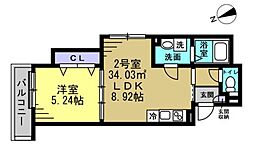 コンフォート薬園台 1LDKの間取図画像
