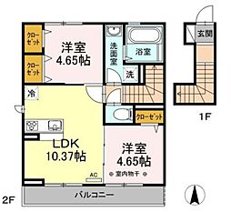 シン・オオヌキソウ 2階2LDKの間取り