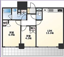 リビオ五反田プラグマ.Gタワー 11階2LDKの間取り
