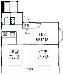 ラレーブ津田沼 2LDKの間取図画像