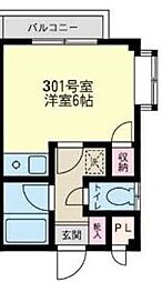 B・Tパーク 1Kの間取図画像