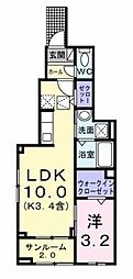 ブリアンテ 1階1LDKの間取り