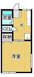 ハイエスト平川B 1Kの間取図画像