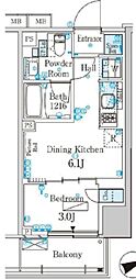 パークアクシス芝浦キャナル 1DKの間取図画像
