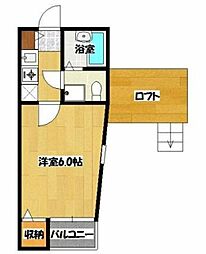 コンフォート所沢 2階1Kの間取り