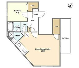ヴィラクレール文京小石川 5階1LDKの間取り