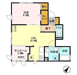 ル・レーヴ 1LDKの間取図画像