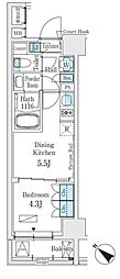 ベルファース人形町 1DKの間取図画像