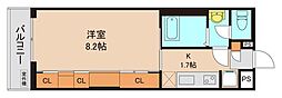JR武蔵野線 南流山駅 徒歩14分の賃貸マンション 3階1Kの間取り
