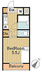 京王相模原線 南大沢駅 徒歩8分の賃貸マンション 1階1Kの間取り