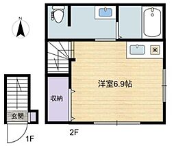 アーベインテラス伊興本町II期Ａ棟 2階ワンルームの間取り