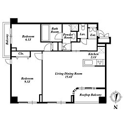 東京メトロ半蔵門線 半蔵門駅 徒歩2分の賃貸マンション 8階2LDKの間取り