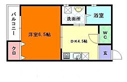 プルシア都府楼駅前 1DKの間取図画像