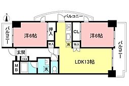モア・マヌアール 2LDKの間取図画像