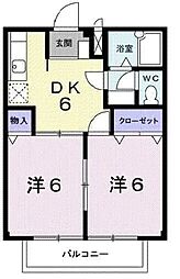 ファミール彩 2DKの間取図画像
