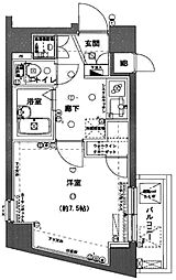 アデッソ旗の台 4階1Kの間取り