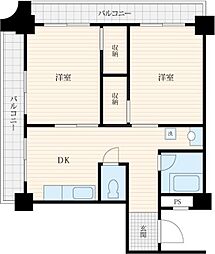 グリーンハイツ 2DKの間取図画像