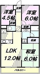 コスモ拝島 3LDKの間取図画像