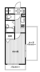 ロアール西馬込 5階1Kの間取り