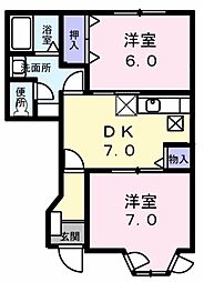 トランキル・SAIBARA 2DKの間取図画像