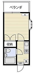 ベルーフ鈴谷 2階1Kの間取り