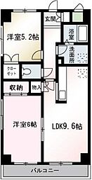 アンシャンテ朝霞台 2LDKの間取図画像